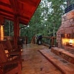 Outdoor porch with fireplace