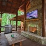 Outdoor TV and fireplace