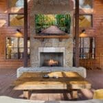 Outdoor TV and fireplace