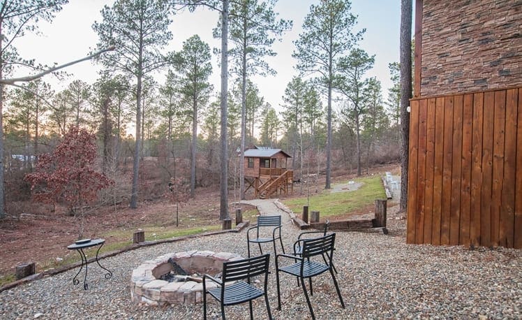 Mountain Melody firepit area and playhouse