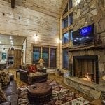 Large great room with wood-burning fireplace