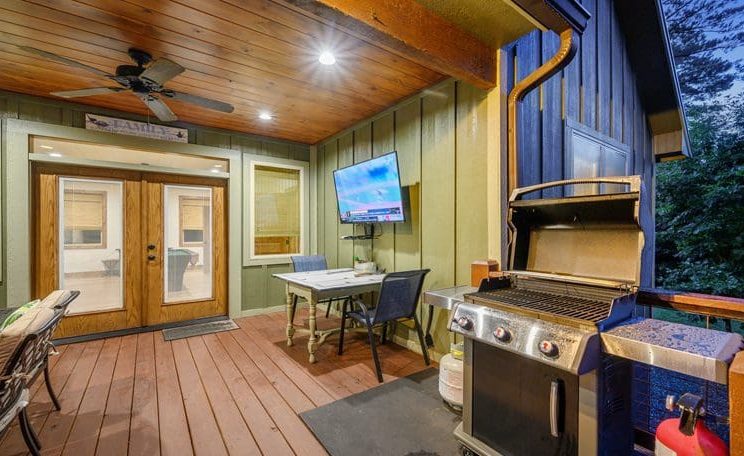 Outdoor deck with grill