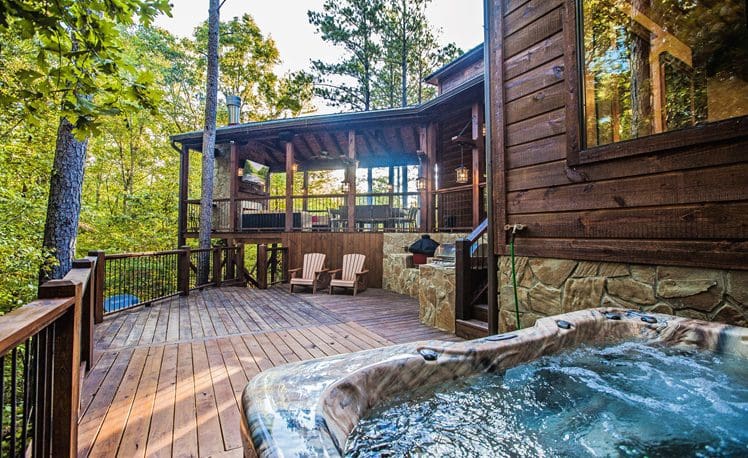 Large deck and hot tub
