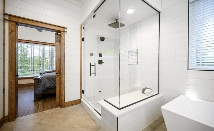 oversized shower with steam