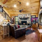 Living area with wood burning fireplace