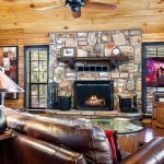 Living area with wood burning fireplace