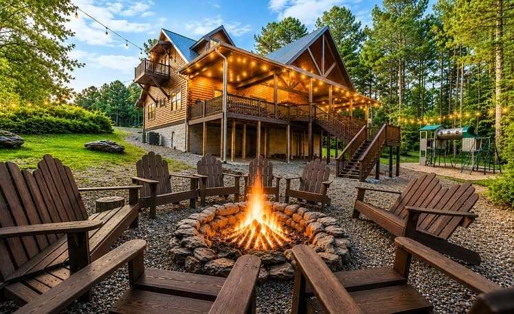firepit at high five cabin