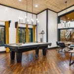 Pool table in living room area