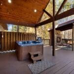 Hot tub on large covered deck