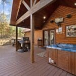 Hot tub on large covered deck