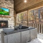 Outdoor seating, TV, and fireplace