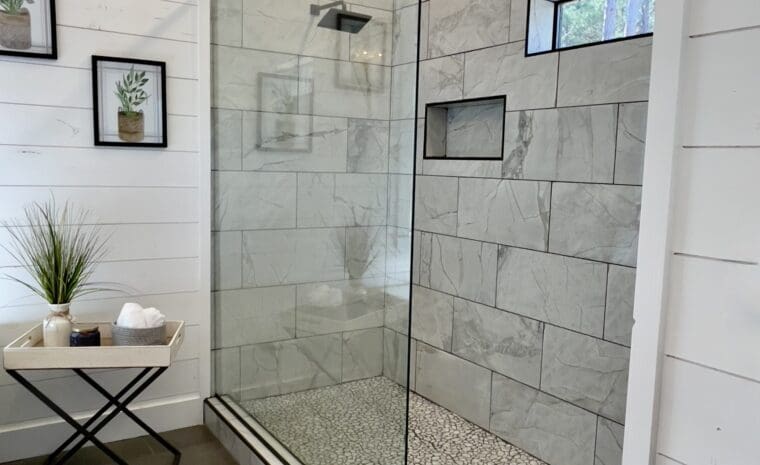 Master Bathroom with Soaking Tub and Large Glass/Tile Shower