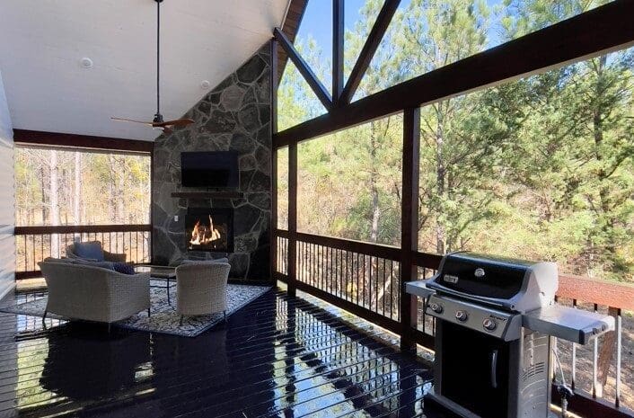Grill, Outdoor Furniture, Gas Fireplace and TV
