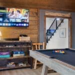 Pool table room with Smart TV