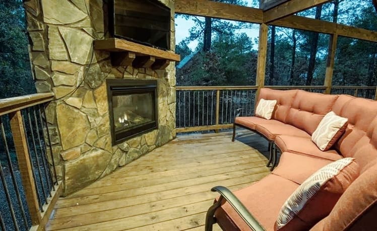 outdoor TV and seating