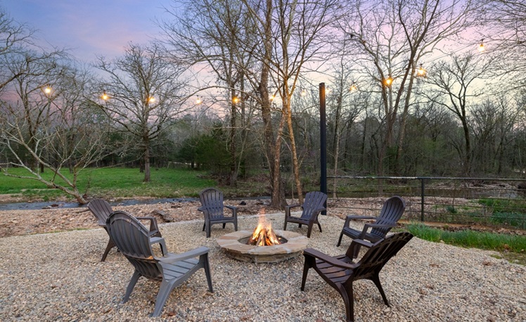 Fire Pit with String Lights