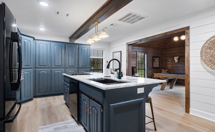 Kitchen leading to Pool Table Room