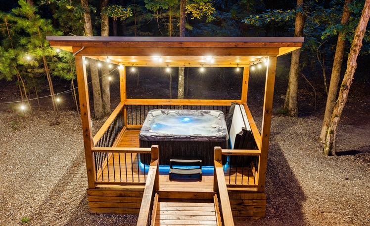 overhead view of hot tub