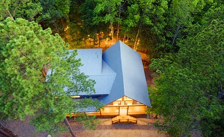 Aerial view of cabin