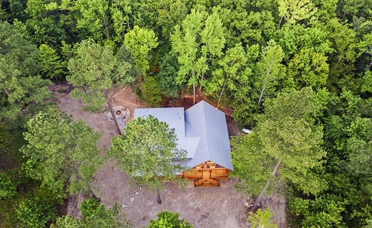 Aerial view of cabin