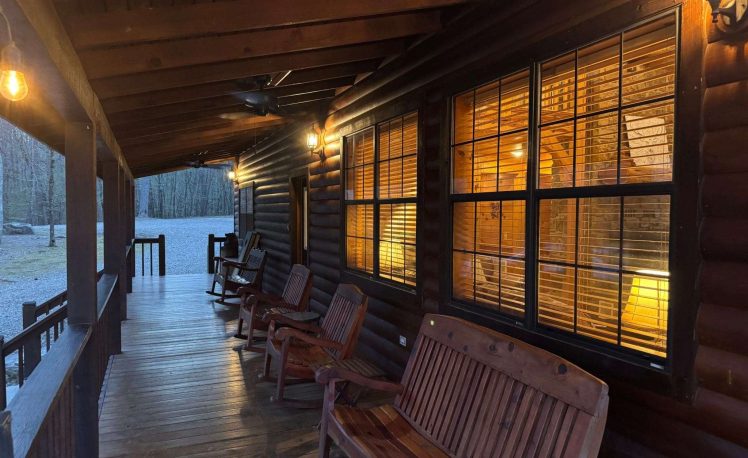 covered porch with rocking chairs