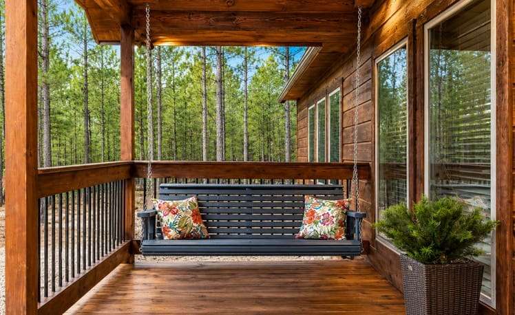 Photo of front porch swing of just chillin cabin