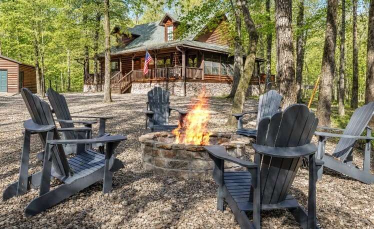 A fire pit the forest cabin